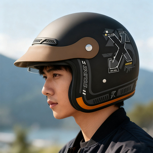 3C认证电动摩托车头盔内推式男女四季通用半盔冬季保暖骑行安全帽