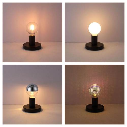 家用简约夜灯铁艺灯座带线带插头ins风台灯泡床头睡眠灯罩E27台灯