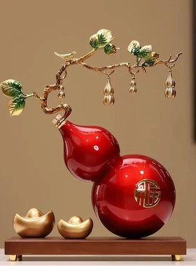 高档招财福禄金属珐琅葫芦电视柜客厅玄关装饰新中式乔迁新居礼品