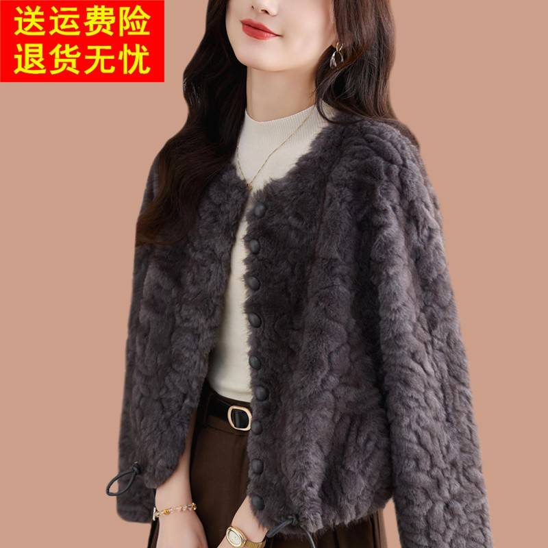 皮毛一体2025新款爆款小个子时尚海宁皮草外套女年轻款仿貂毛毛厚