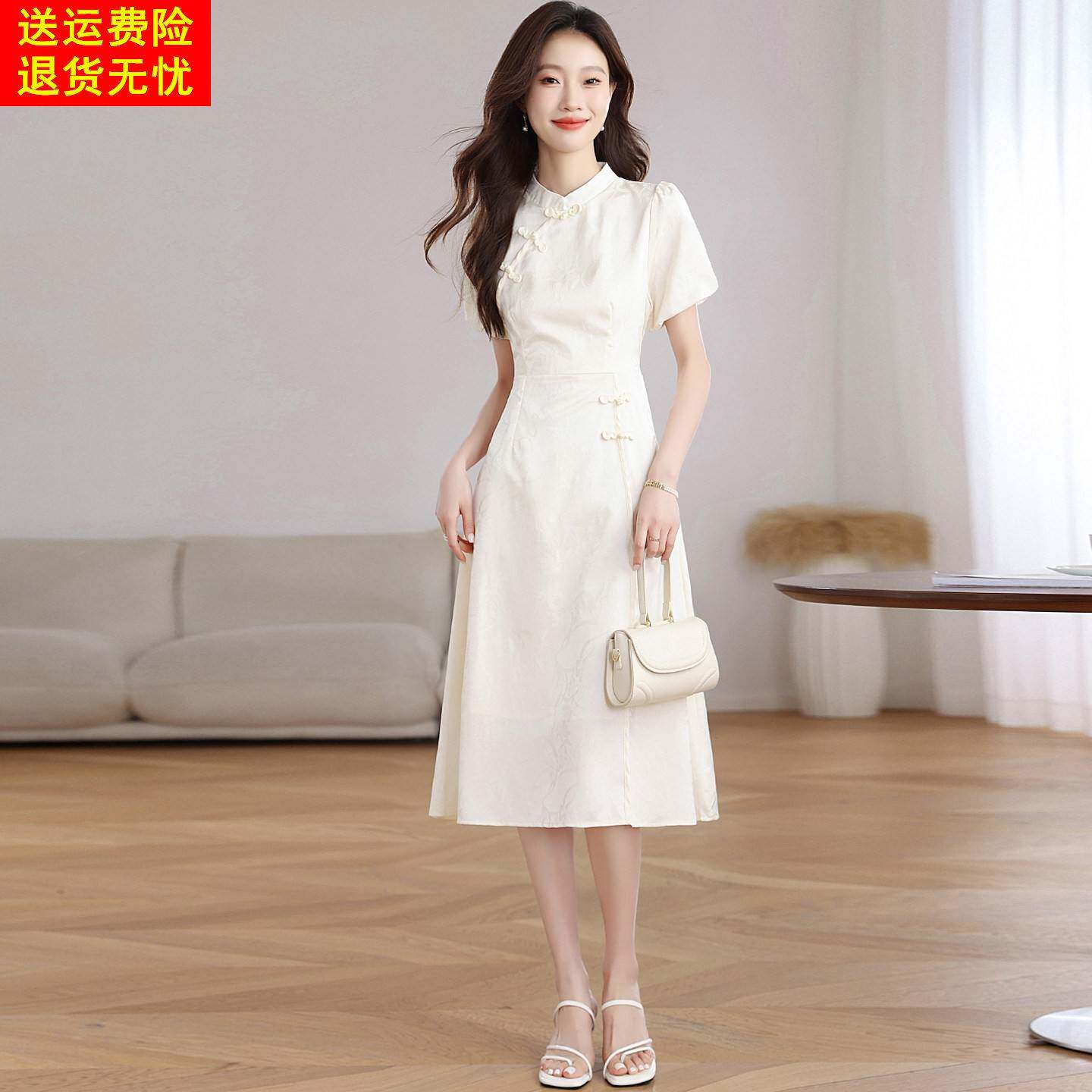 新中式改良旗袍真丝连衣裙女夏季2026新款高档气质显瘦桑蚕丝裙子