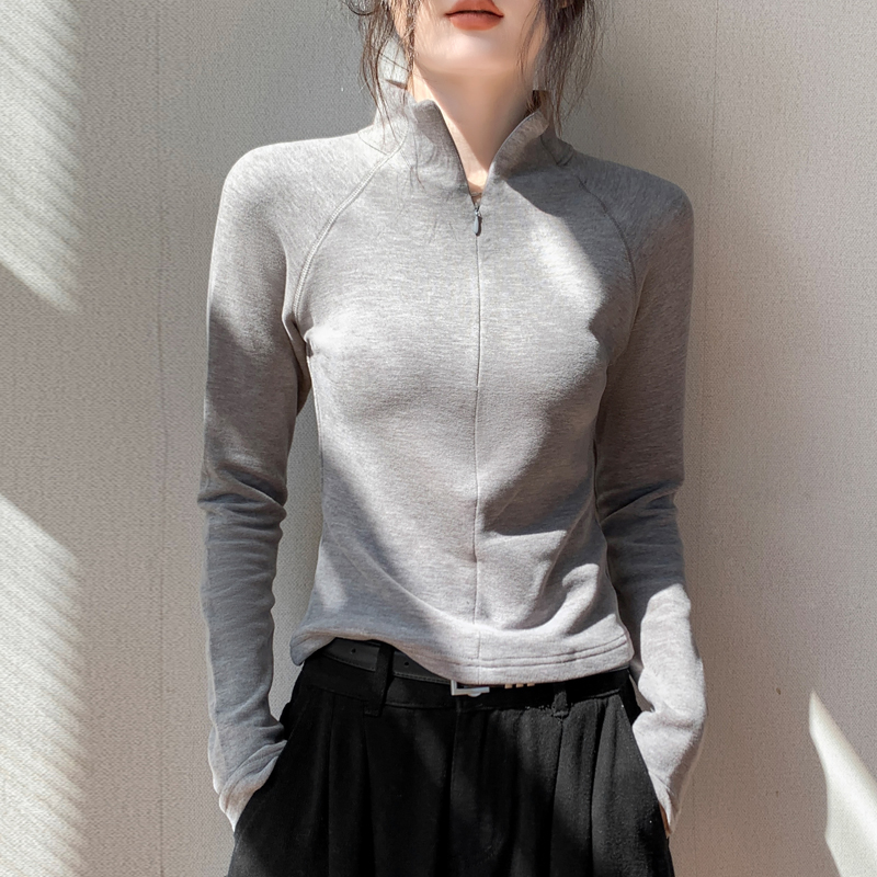 歌倍尚双面德绒拉链长袖打底衫