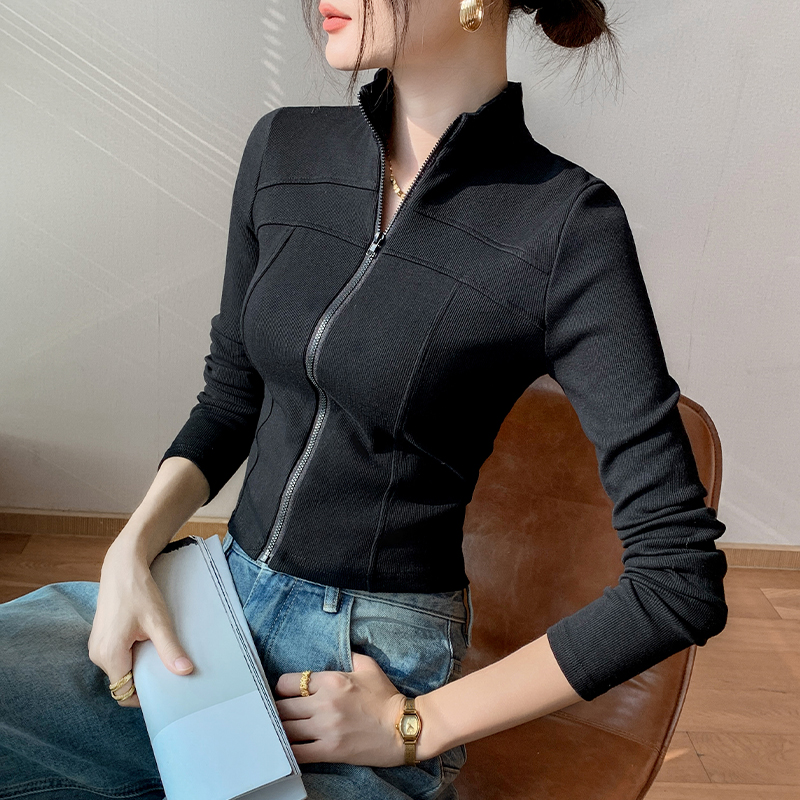 韩版立领开衫长袖外套女