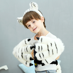 长颈鹿玩偶老虎爪子手套尾巴虎爪抱枕背包仿真动物毛绒玩具幼儿园