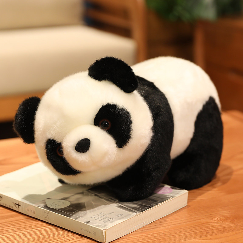 熊猫公仔玩偶毛绒玩具可爱国宝趴熊仿真黑白大小熊猫布娃娃礼物