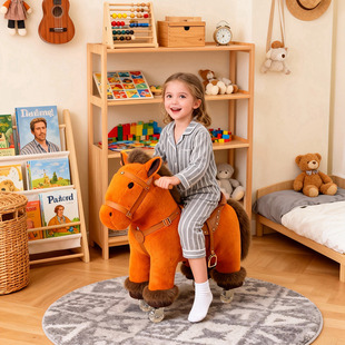 直播可骑行卡通马溜溜车带轮子客厅创意摆件儿童轮滑小马新年礼物