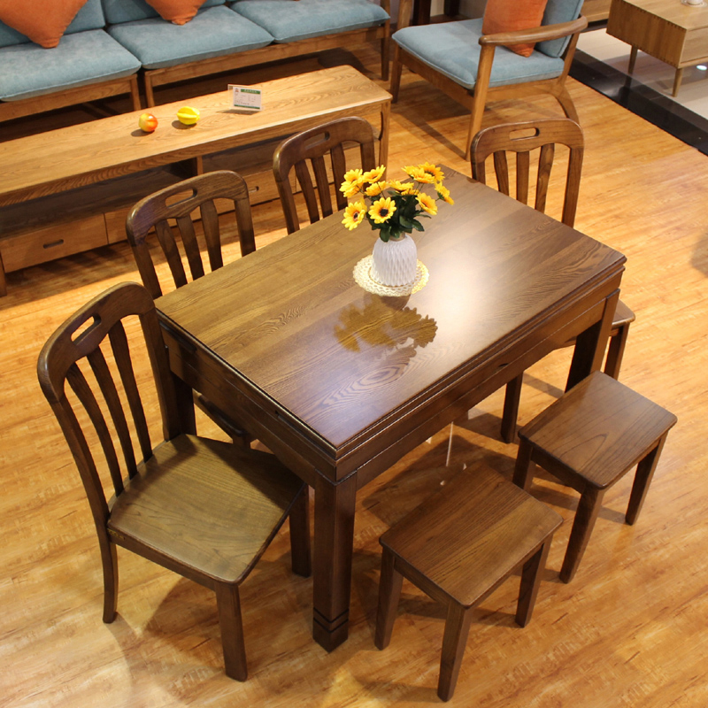 全实木折叠餐桌长方形两用