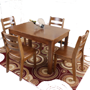 北欧简约全水曲柳实木餐桌椅组合一桌四 六椅简约原木餐桌椅 饭桌