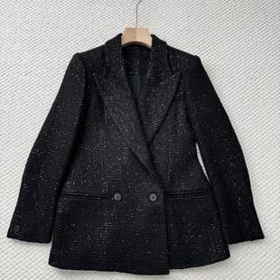 外套 收腰亮片粗花呢西服装 26早春新款 立体剪裁女王气场大翻领修身