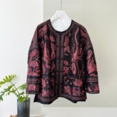 26秋季 廓形圆领休闲夹克外套 新宽松吉祥鸟重工刺绣龟裂纹真丝中式