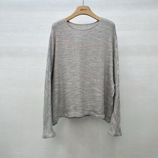 复古高雅新款 慵懒宽松雨露麻针织套头圆领T恤宽松休闲毛衣针织衫