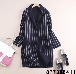 26春秋冬女装新品 宽松中长款双排扣羊毛呢大衣连帽风衣 女士外套