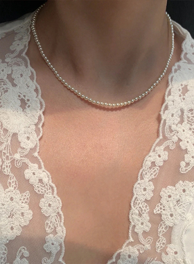 FreeR 轻奢小米珠项链小众法式天然淡水珍珠baby珠14K金 博主同款