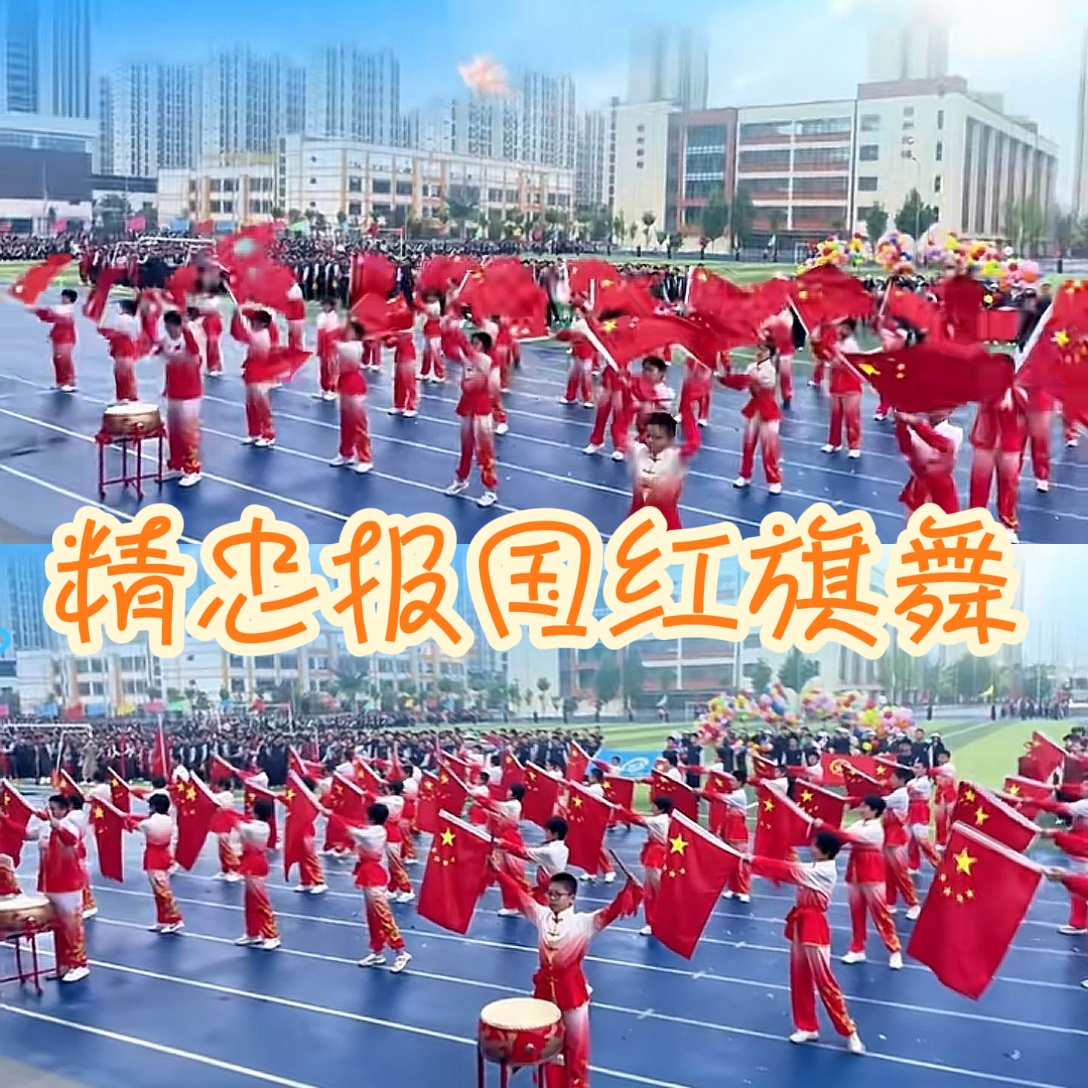精忠报国旗子舞开场表演中小学生运动会开幕式创意入场红旗舞道具