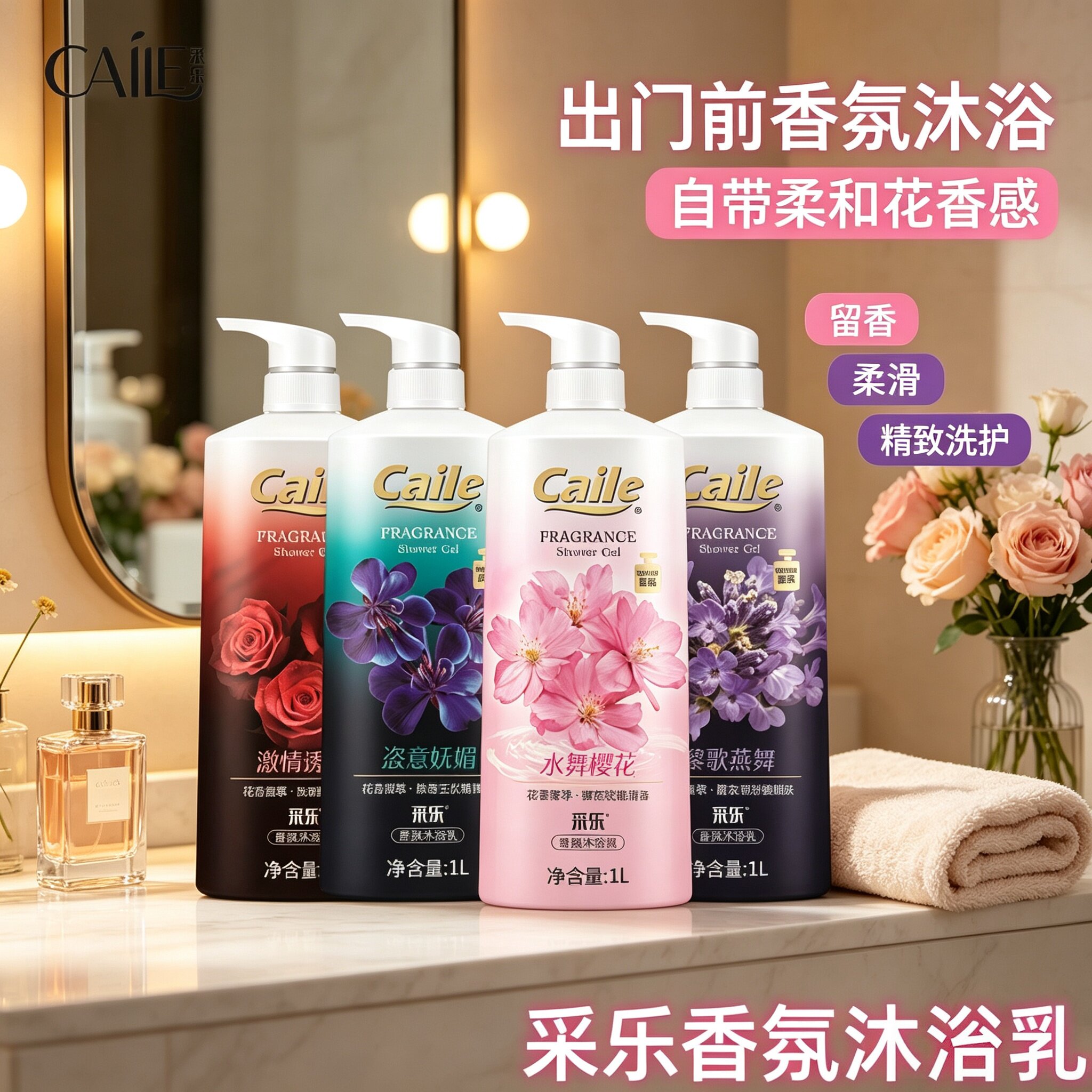 采乐香氛沐浴露1L浴后留香保湿