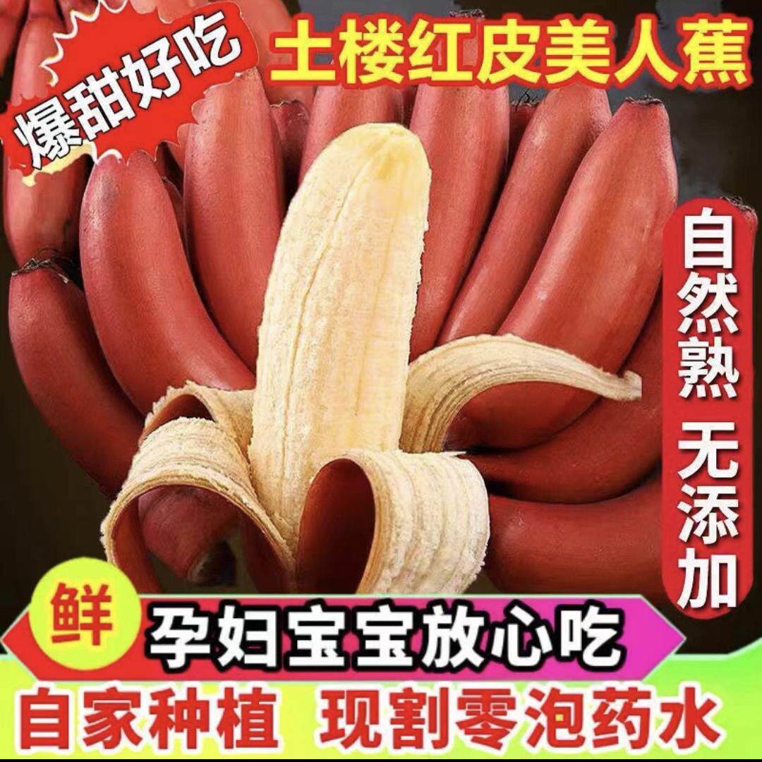 海南三亚热带水果新鲜水果香甜红皮小红香蕉咖啡蕉