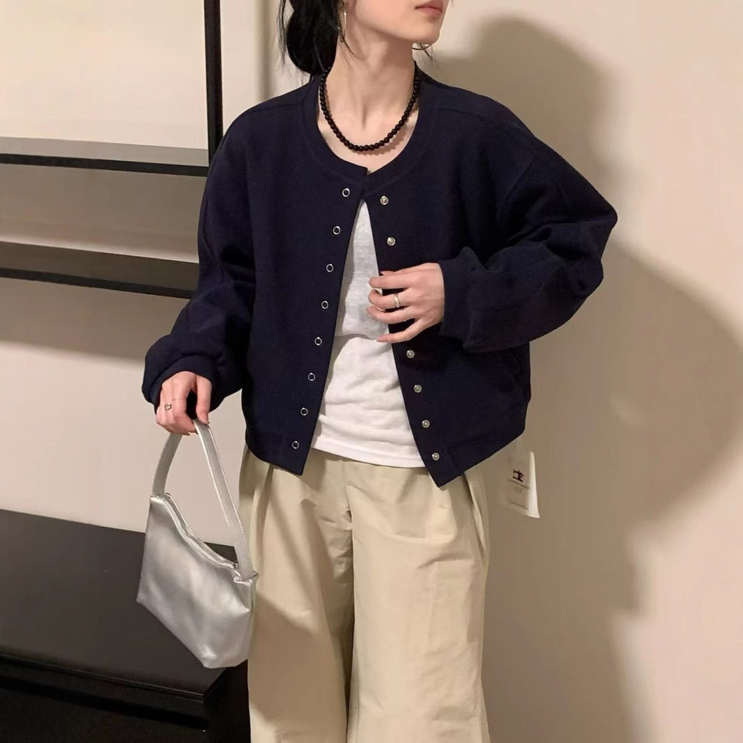 2026秋棒球服开衫卫衣女短款