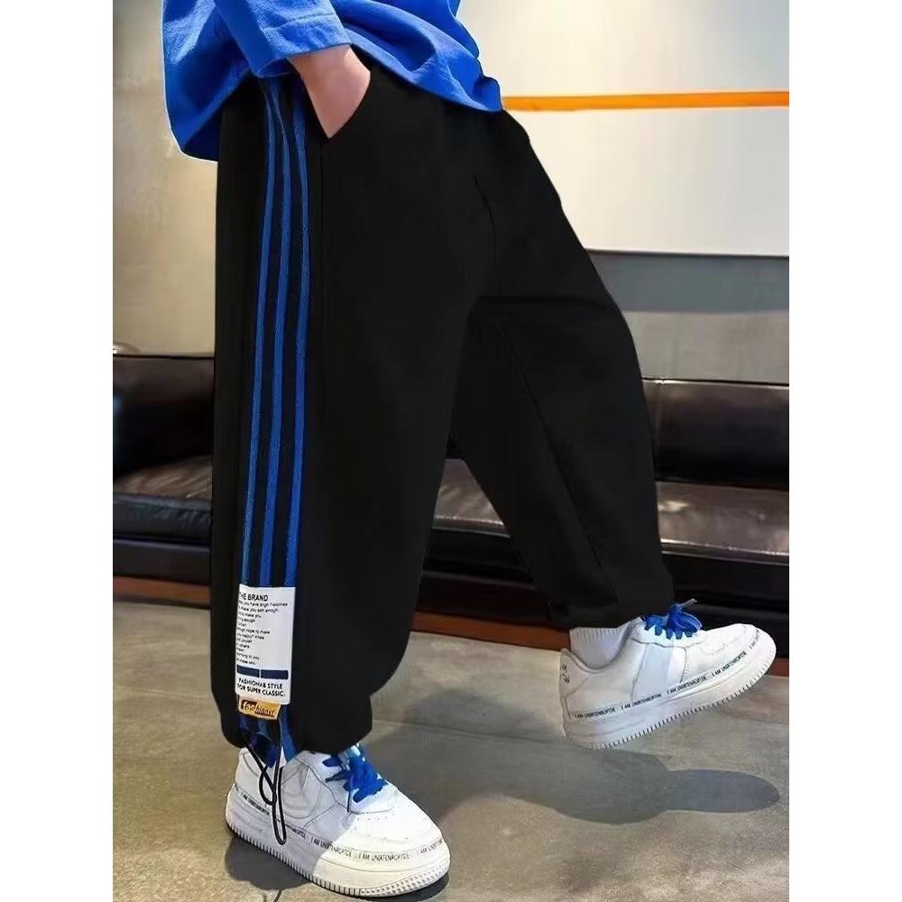 男童裤子秋装宽松百搭儿童马裤婴儿宝宝拼接设计感休闲裤女童帅气