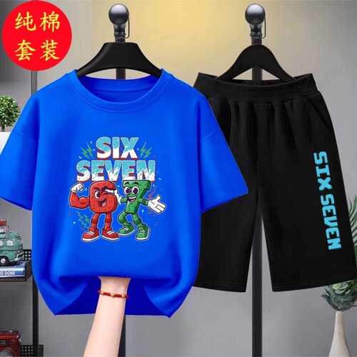 跨境游戏Steal a Brainrot男女童爆款帅气T恤短袖短裤纯棉两件套t