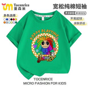 波比的游戏时间4纯棉t恤男女童poppy playtimeins狮子亚纳比短袖t