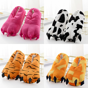 万圣节cosplay装扮表演道具动物爪子鞋成人儿童长颈鹿恐龙毛绒鞋