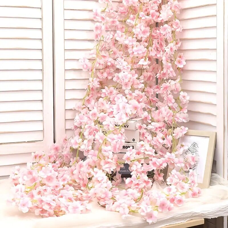 仿真樱花藤条塑料假花藤蔓水管道缠绕室内空调管花藤装饰遮挡美化
