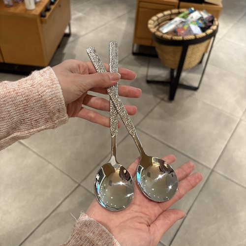 不锈钢锤纹韩式西餐勺吃饭勺子