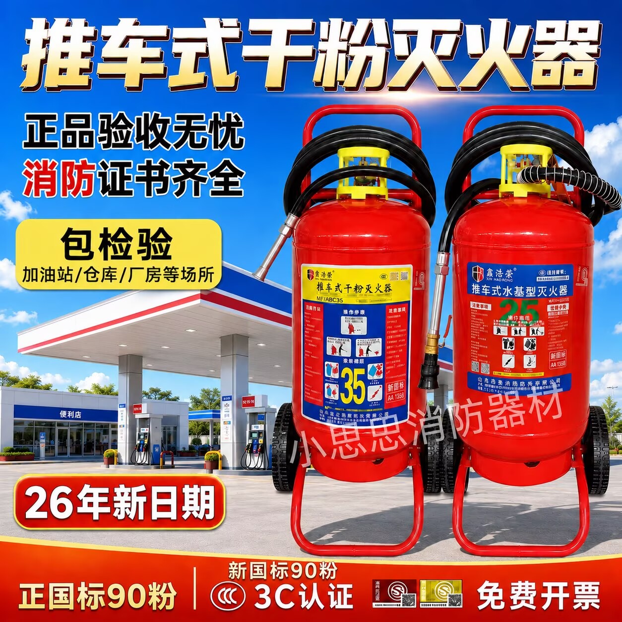 工厂直销推车式干粉灭火器20kg35公斤工厂加油站用25公斤水基消防