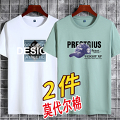 圆领冰丝宽松半袖 莫代尔棉短袖 上衣服潮 薄款 体恤新款 T恤男士 夏季