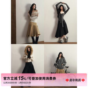 设计感中长款 斜边大裙摆插片不规则半身裙女秋冬季 半裙 STUDIO