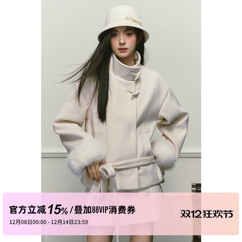 1PSTUDIO毛毛外套短半裙套装