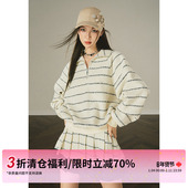 STUDIO 限时清仓 3折秒杀 黑白条纹宽松上衣百褶裙两件套装