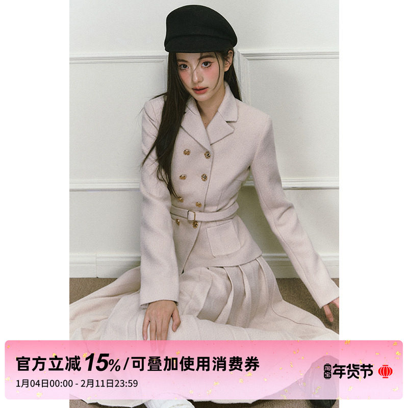 1P STUDIO原创设计 斜纹呢小香风套装女秋冬外套百褶裙两件套装裙,女装/女士精品,时尚套装,淘宝优惠券,粉丝福利购,淘宝优惠卷