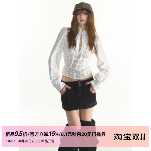 1P STUDIO【10/20 20:00】低腰明线牛仔半身裙女修身迷你包臀短裙