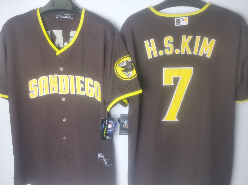 파드레스 야구유니폼 산디에고 파드레스 NO. 7 HSK김하성 저지 경기유니폼 자수 남성