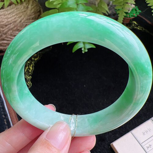 58圈口缅甸天然A货老坑种玉镯平洲翡翠手镯精选编号062D0418E