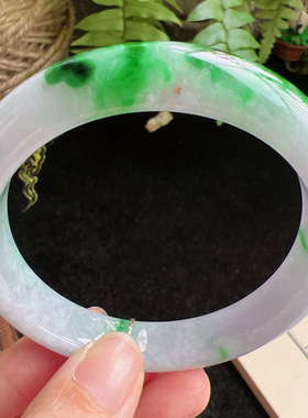 57圈口缅甸天然A货老坑种玉镯平洲翡翠手镯精选编号051D0413E