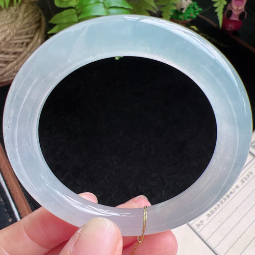 圆条51圈口缅甸天然A货老坑种玉镯平洲翡翠手镯精选编号046D0406E