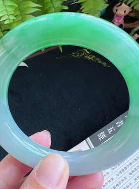 圆条56圈口缅甸天然A货老坑种翡翠手镯玉镯子平洲直供099D0128