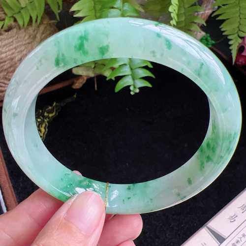 59圈口缅甸天然A货老坑种玉镯平洲翡翠手镯精选编号057D0406E