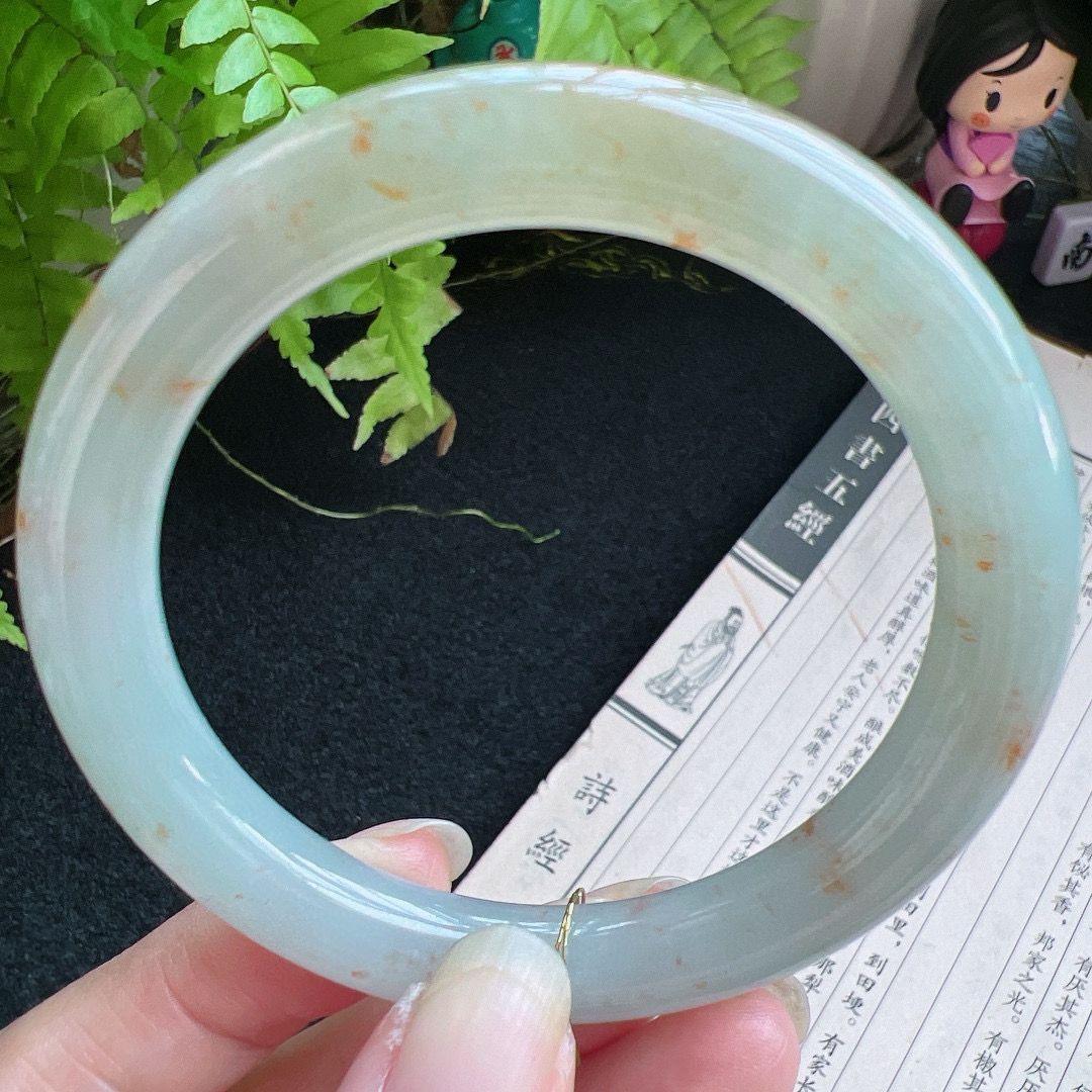 圆条55圈口缅甸天然A货老坑种翡翠手镯玉镯子平洲翡翠手镯精选