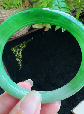 圆条53圈口缅甸天然A货老坑种玉镯平洲翡翠手镯精选编号099D0401