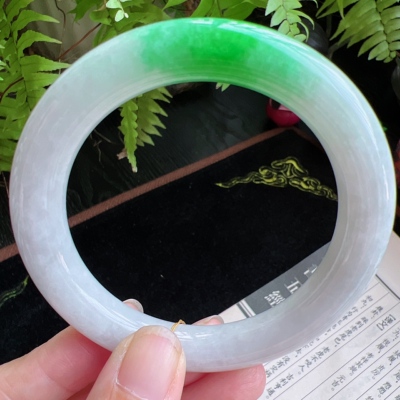 58圈口缅甸天然A货老坑种玉镯平洲翡翠手镯精选编号048D0307E