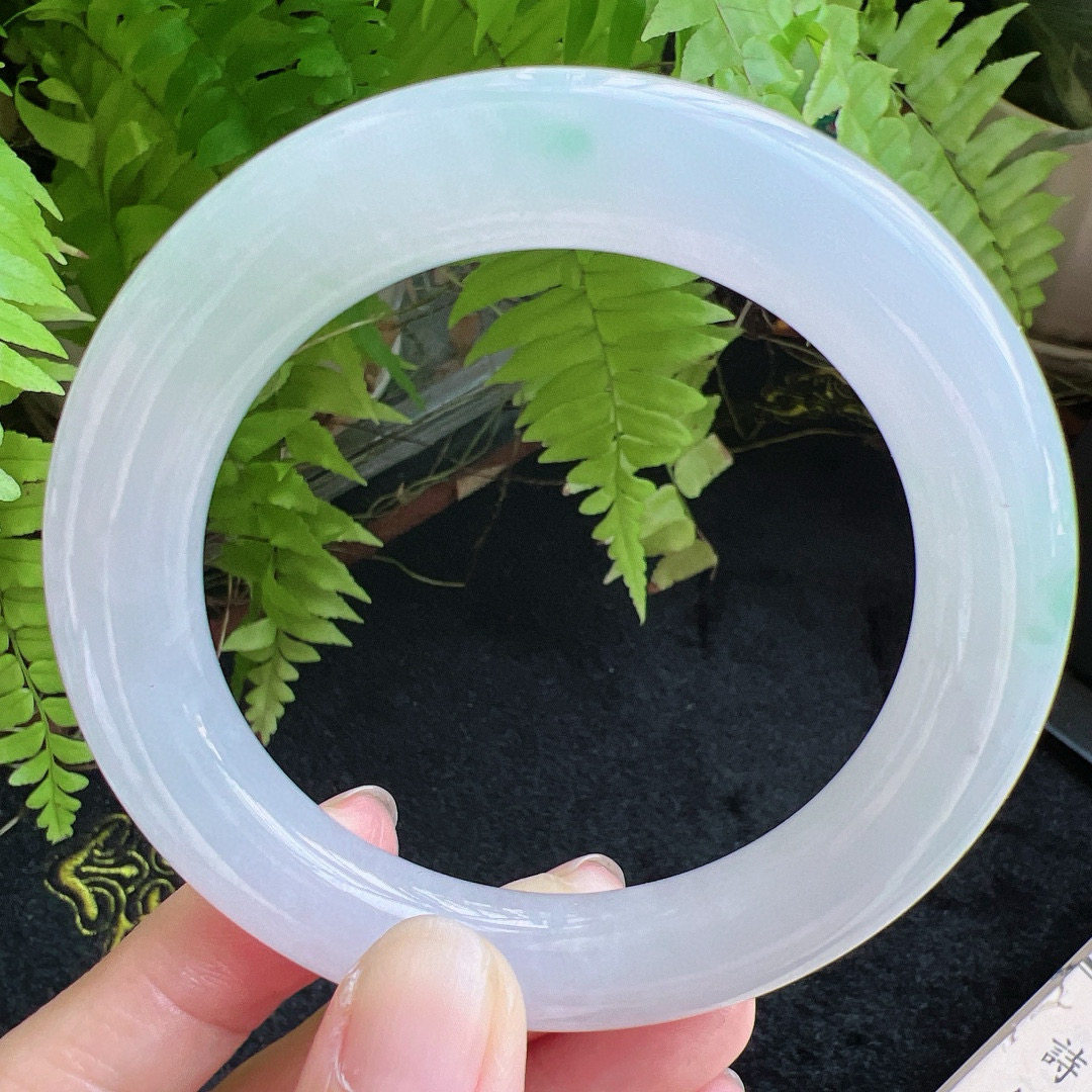 圆条58圈口缅甸天然A货老坑种翡翠手镯玉镯子平洲翡翠手镯精选