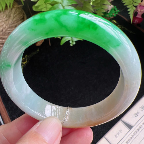 52圈口缅甸天然A货老坑种玉镯平洲翡翠手镯精选编号061D0406E