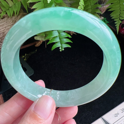 55圈口缅甸天然A货老坑种玉镯平洲翡翠手镯精选编号047D0407E