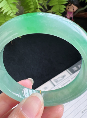 53圈口缅甸天然A货老坑种翡翠手镯玉镯子平洲直供077D0203E