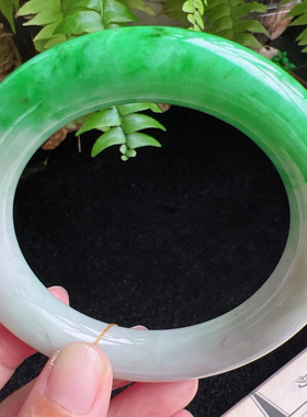 圆条60圈口缅甸天然A货老坑种玉镯平洲翡翠手镯精选编号049D0406E