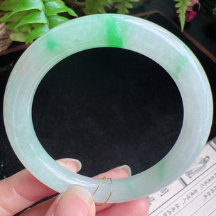 圆条51圈口缅甸天然A货老坑种玉镯平洲翡翠手镯精选编号051D0330E