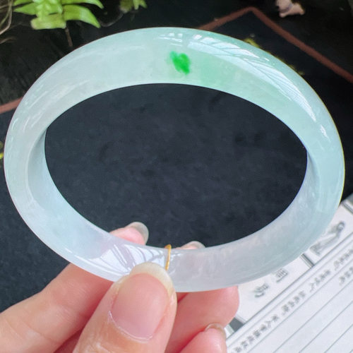 53圈口缅甸天然A货老坑种翡翠手镯玉镯子平洲直供077D0202E